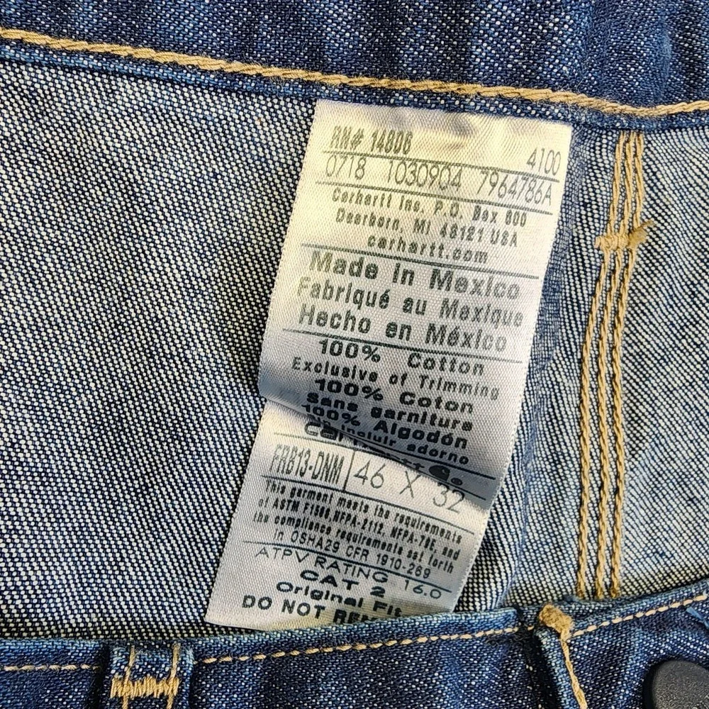 NEW Carhartt FR Jeans Mens 46X30 Flame Resistant Utility‎ Work Blue FRB13-DNM